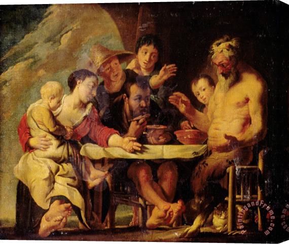 Jacob Jordaens Satyr And Peasants Stretched Canvas Painting / Canvas Art
