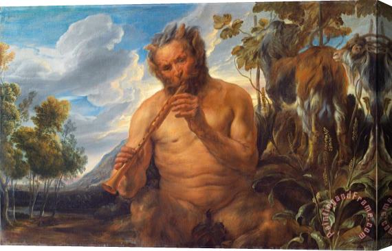 Jacob Jordaens Satyr Playing The Pipe (jupiter's Childhood) (fragment) Stretched Canvas Painting / Canvas Art