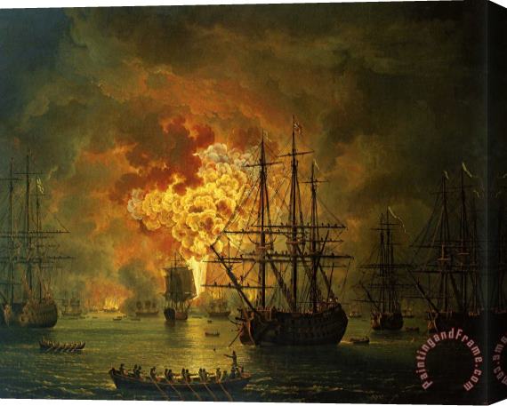 Jacob Philippe Hackert The Destruction Of The Turkish Fleet At The Bay Of Chesma Stretched Canvas Print / Canvas Art