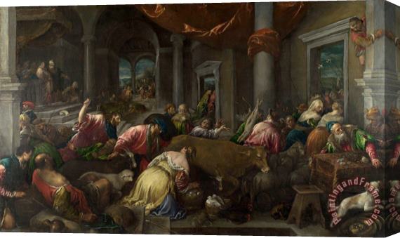 Jacopo Bassano and workshop The Purification of The Temple Stretched Canvas Painting / Canvas Art