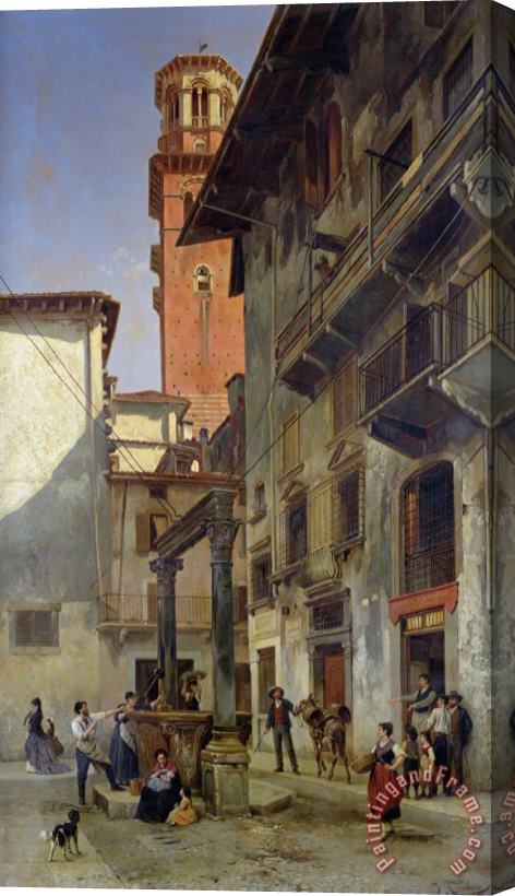 Jacques Carabain Via Mazzanti in Verona Stretched Canvas Painting / Canvas Art