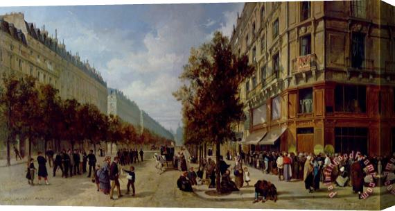Jacques Guiad Queueing at the Door of a Grocery Stretched Canvas Painting / Canvas Art