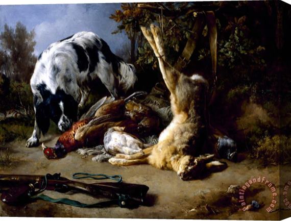 Jacques-Raymond Brascassat Spaniel with a Still Life of Dead Game Stretched Canvas Print / Canvas Art