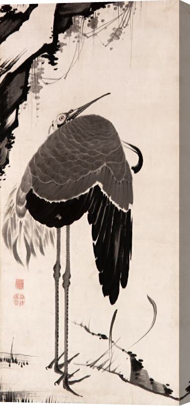 Jakuchu Cranes (2) Stretched Canvas Painting / Canvas Art