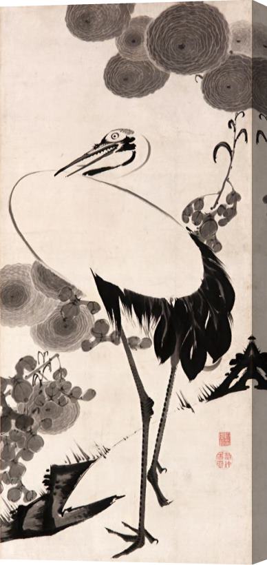 Jakuchu Cranes Stretched Canvas Print / Canvas Art