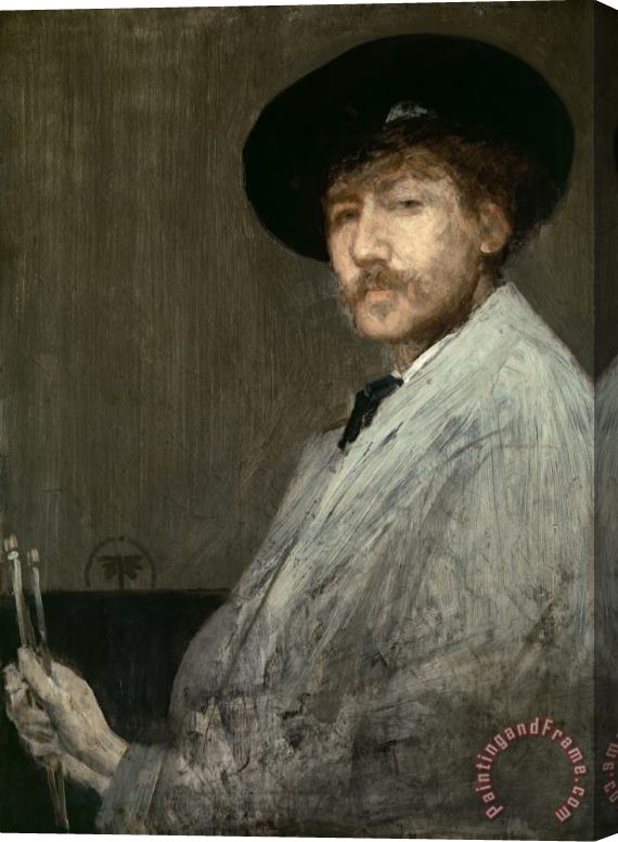 James Abbott McNeill Whistler Arrangement in Gray: Portrait of The Painter Stretched Canvas Painting / Canvas Art