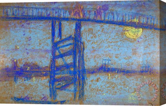 James Abbott McNeill Whistler Nocturne Battersea Bridge Stretched Canvas Painting / Canvas Art