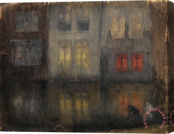 James Abbott McNeill Whistler Nocturne Black And Red鈥攂ack Canal, Holland Stretched Canvas Painting / Canvas Art