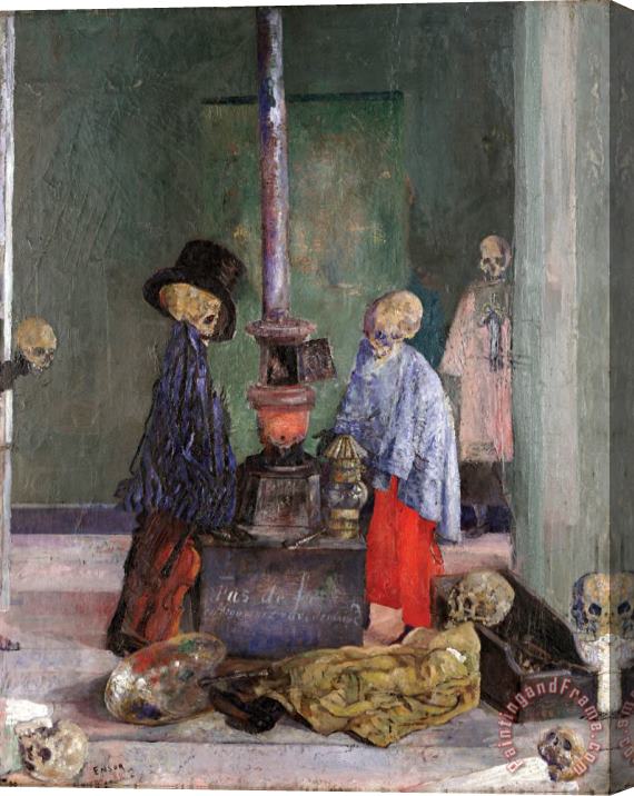 James Ensor Skeletons Warming Themselves Stretched Canvas Painting / Canvas Art