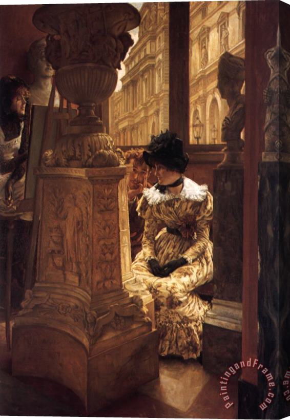 James Jacques Joseph Tissot In The Louvre Stretched Canvas Painting / Canvas Art