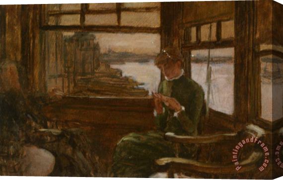 James Jacques Joseph Tissot Study of Cathlene Newton in a Thames Tavern Stretched Canvas Painting / Canvas Art