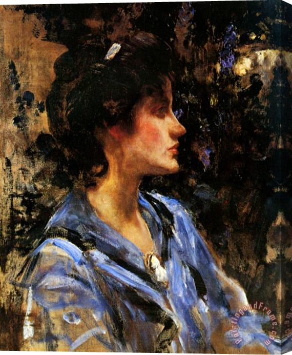 James Jebusa Shannon Young Woman in Blue Miss H. Strom Stretched Canvas Print / Canvas Art