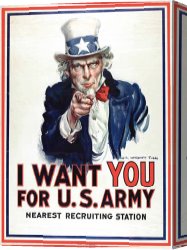 World S Largest Fully Steerable Radio Telescope And Barn Canvas Prints - I Want You For The Us Army Recruitment Poster During World War I by James Montgomery Flagg