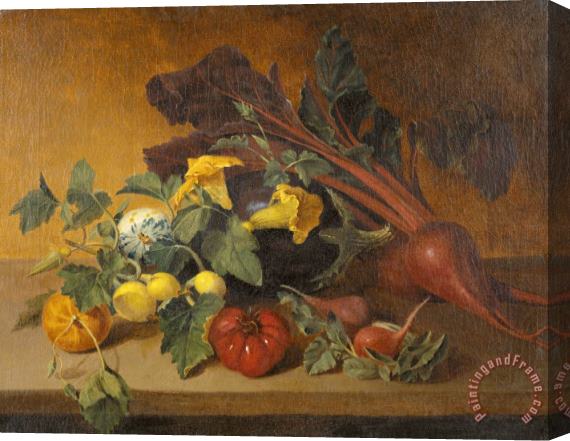 James Peale Still Life with Vegetables And Squash Blossoms Stretched Canvas Painting / Canvas Art