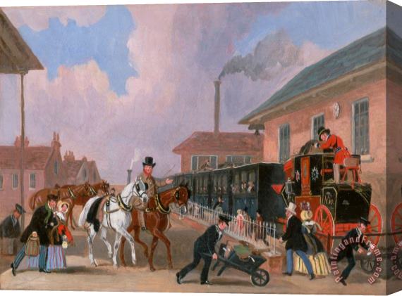 James Pollard The Louth London Royal Mail Travelling by Train From Peterborough East, Northamptonshire Stretched Canvas Painting / Canvas Art