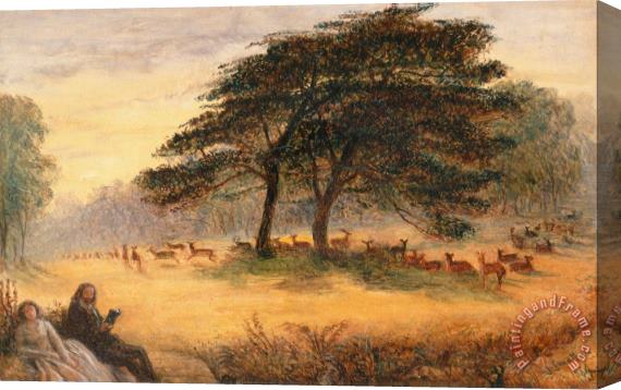 James Smetham Lovers in Richmond Park (windsor Park) Stretched Canvas Print / Canvas Art