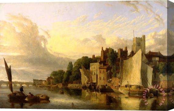 James Stark Lambeth From The River Looking Towards Westminster Bridge Stretched Canvas Painting / Canvas Art