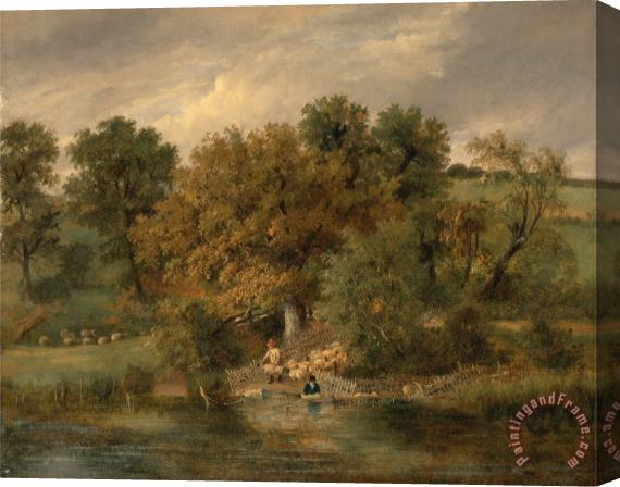 James Stark Sheep Washing at Postwick Grove, Norwich Stretched Canvas Painting / Canvas Art
