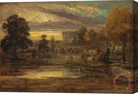 James Ward Cattle at a Pool at Sunrise Stretched Canvas Painting / Canvas Art
