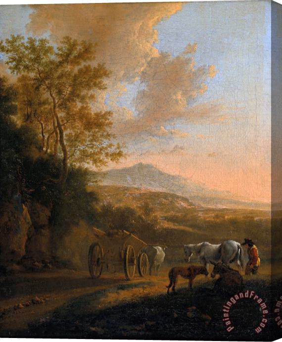 Jan Both Italian Landscape with an Ox Cart Stretched Canvas Print / Canvas Art