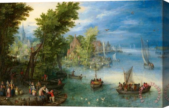 Jan Breughel River Landscape Stretched Canvas Print / Canvas Art