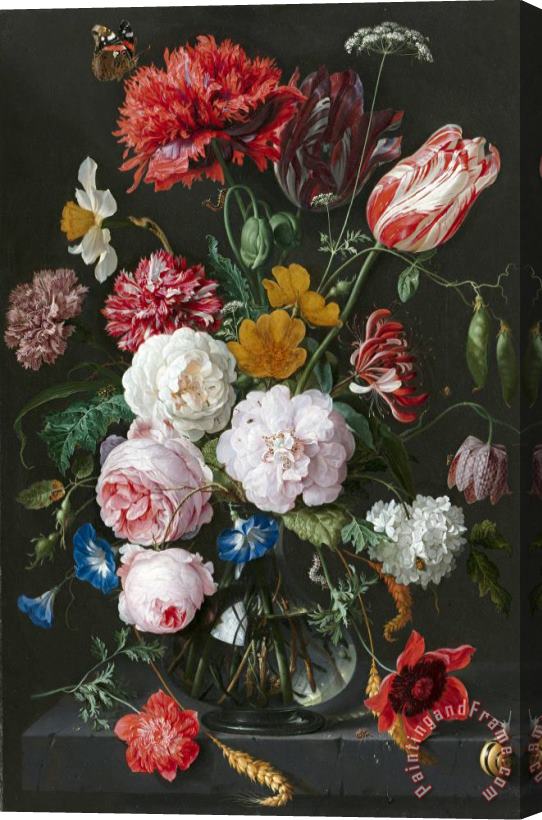 Jan Davidsz de Heem Still Life with Flowers in a Glass Vase Stretched Canvas Print / Canvas Art