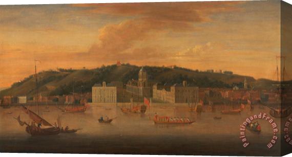 Jan Griffier A View of Greenwich From The River with Many Boats Stretched Canvas Painting / Canvas Art