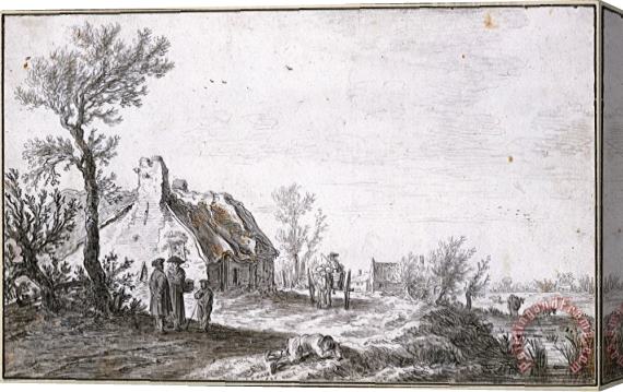 Jan Josefsz van Goyen Country Road with a Dog Cart in Front of a Farmstead, 1626 Stretched Canvas Print / Canvas Art