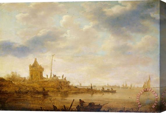 Jan Josefsz Van Goyen River View with Sentry Stretched Canvas Painting / Canvas Art