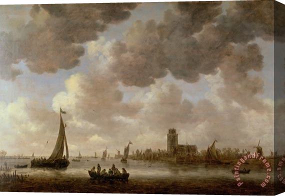 Jan Josephsz van Goyen View of Dordrecht Downstream from the Grote Kerk Stretched Canvas Painting / Canvas Art