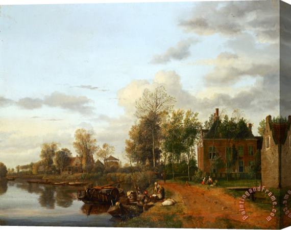 Jan van de Heyden Country House on The Vliet Near Delft Stretched Canvas Print / Canvas Art