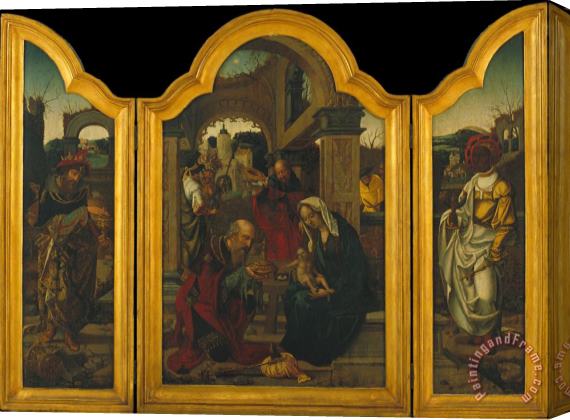 Jan Van Dornicke Triptych with The Epiphany Stretched Canvas Painting / Canvas Art