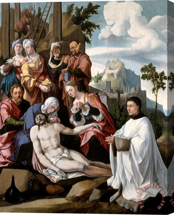 Jan Van Scorel Schoorl Lamentation of Christ with a Donor Stretched Canvas Painting / Canvas Art