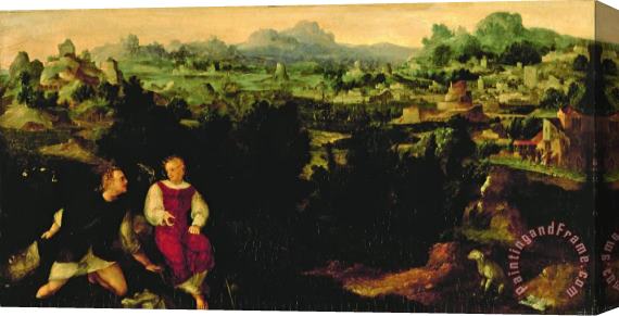 Jan van Scorel Schoorl Landscape with Tobias And The Angel Stretched Canvas Painting / Canvas Art