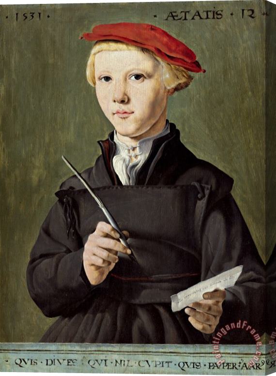 Jan Van Scorel Schoorl Portrait of a Young Scholar Stretched Canvas Print / Canvas Art