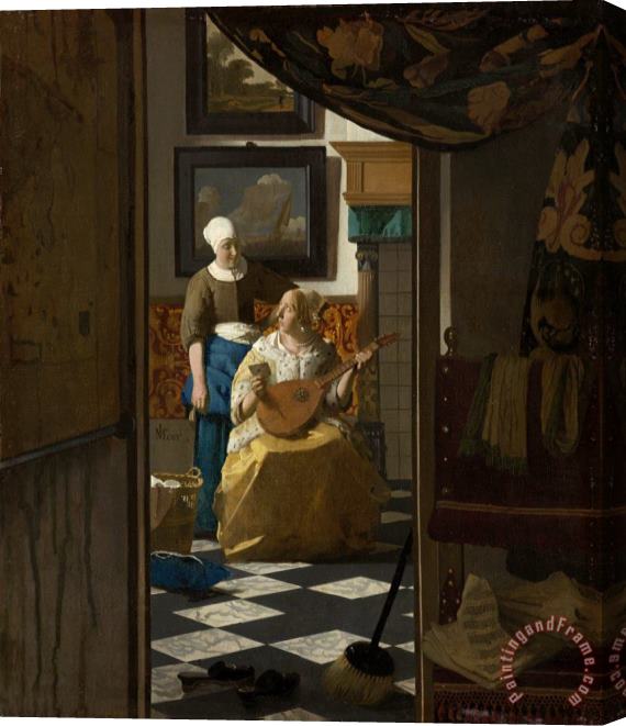 Jan Vermeer 'de Liefdesbrief' Stretched Canvas Painting / Canvas Art