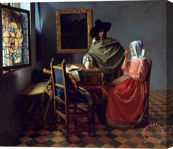 Jan Vermeer van Delft The Glass of Wine Stretched Canvas Painting / Canvas Art