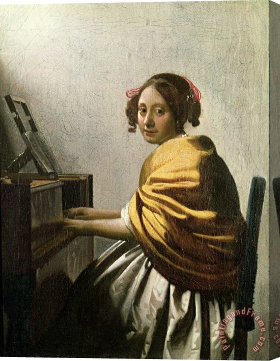 Jan Vermeer Young Woman at a Virginal Stretched Canvas Print / Canvas Art