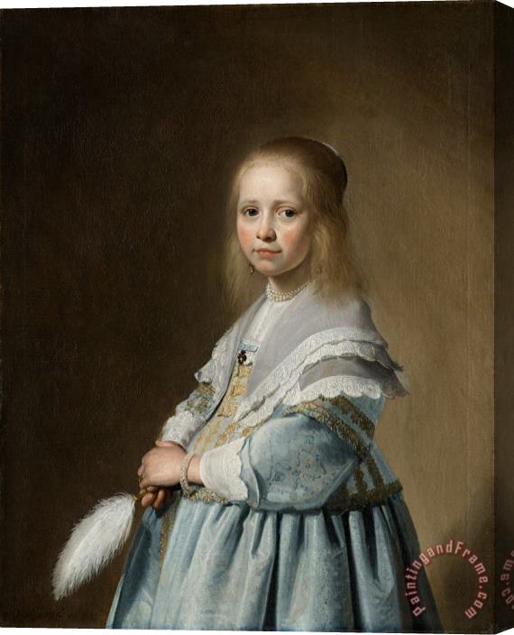 Jan Verspronck Portrait of a Girl in Blue Stretched Canvas Painting / Canvas Art