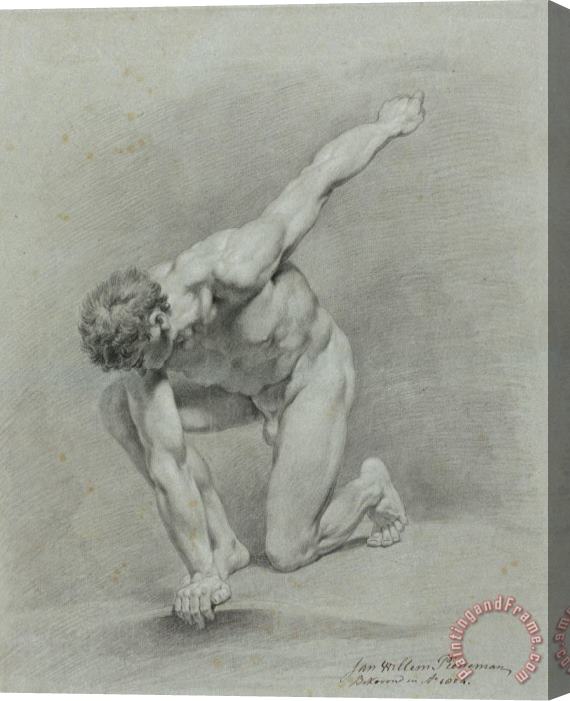 Jan Willem Pieneman Links Voorover Knielend Mannelijk Naakt Stretched Canvas Print / Canvas Art