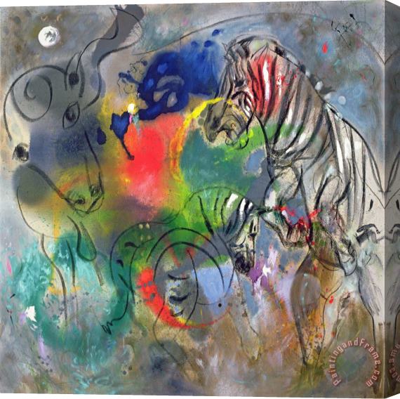 Jane Deakin Zebra Mares Stretched Canvas Painting / Canvas Art