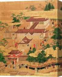 Edna Smith in a Japanese Wrap Canvas Prints - The Life and Pastimes of the Japanese Court - Tosa School - Edo Period by Japanese School