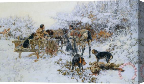 Jaroslav Fr. Julius Vesin A Winter Hunt Stretched Canvas Painting / Canvas Art