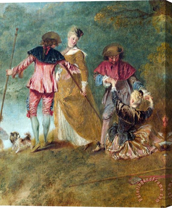 Jean Antoine Watteau Detail of Pilgrimage on The Isle of Cythera Stretched Canvas Painting / Canvas Art