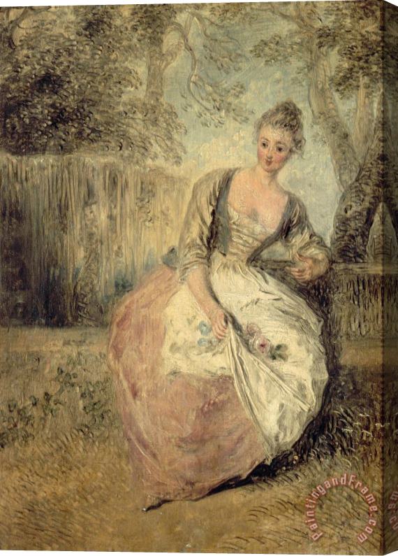 Jean Antoine Watteau L'amante Inquiete Stretched Canvas Print / Canvas Art