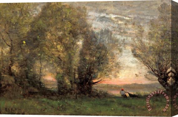 Jean-Baptiste C. Corot The Fisherman Evening Effect Stretched Canvas Print / Canvas Art