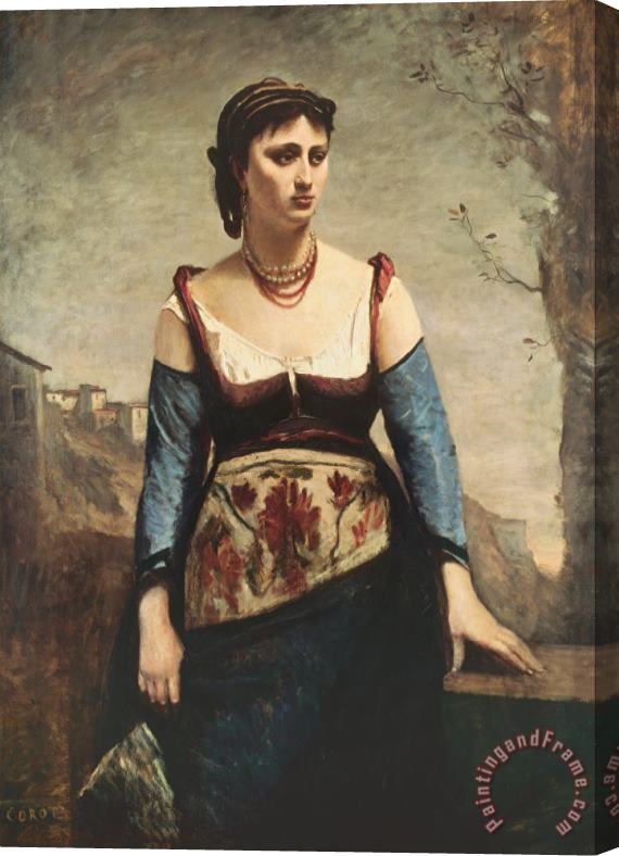 Jean Baptiste Camille Corot Agostina Stretched Canvas Print / Canvas Art