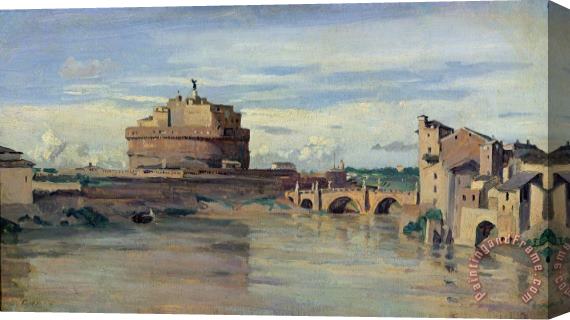 Jean Baptiste Camille Corot Castel Sant Angelo and the River Tiber Stretched Canvas Painting / Canvas Art