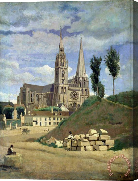 Jean Baptiste Camille Corot Chartres Cathedral Stretched Canvas Print / Canvas Art