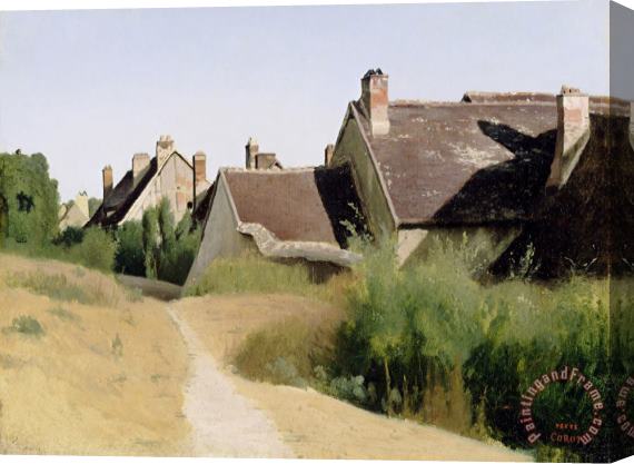 Jean Baptiste Camille Corot Houses Near Orleans (maisons Aux Environs D'orleans) Stretched Canvas Painting / Canvas Art